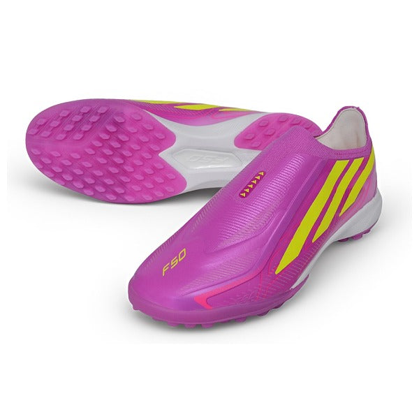 Adidas F50 Hyperfast Laceless Elite Purple and Yellow TF — Immagine 2
