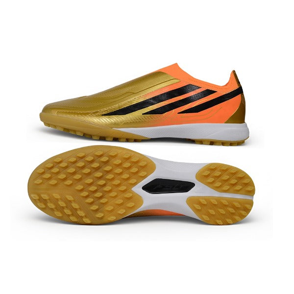 Chuteira Adidas F50 Hyperfast Sem Atacadores Elite Dourado World Cup TF — Imagem 6