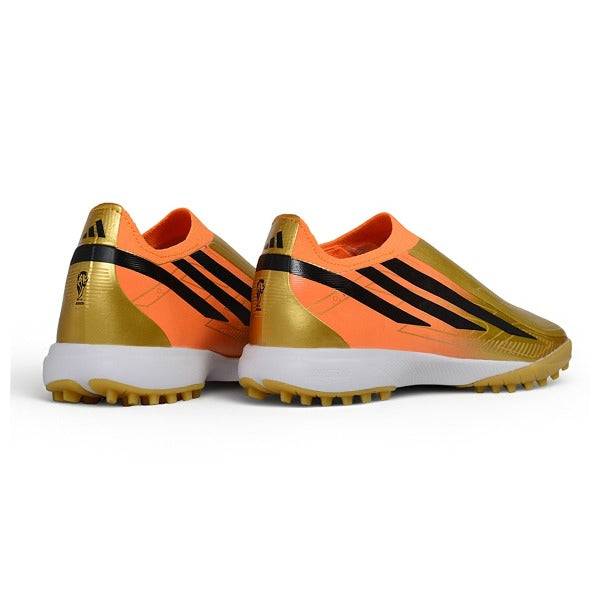 Chuteira Adidas F50 Hyperfast Sem Atacadores Elite Dourado World Cup TF — Imagem 3