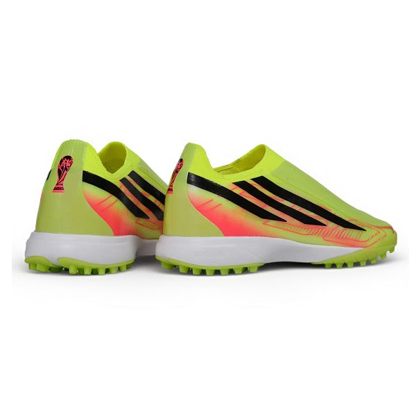 Chuteira Adidas F50 Hyperfast Sem Atacadores Elite Amarelo e Laranja World Cup TF — Imagem 3