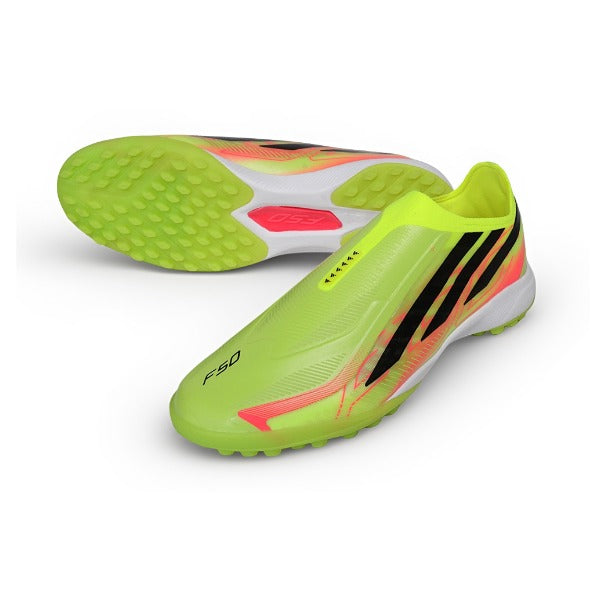 Chuteira Adidas F50 Hyperfast Sem Atacadores Elite Amarelo e Laranja World Cup TF — Imagem 2