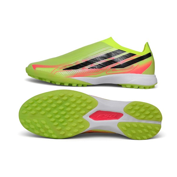 Chuteira Adidas F50 Hyperfast Sem Atacadores Elite Amarelo e Laranja World Cup TF — Imagem 6